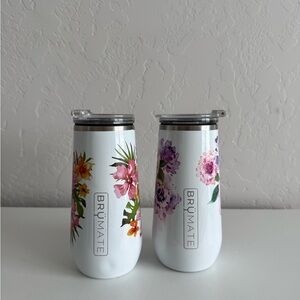 Bru-mate Floral Insulated Tumblers - White set of 2.